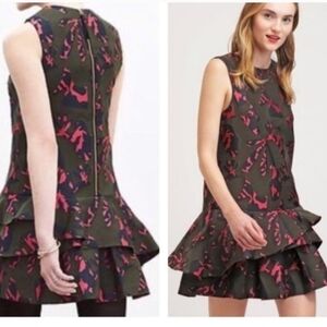 Banana Republic Jigsaw Jacquard Drop Waist Ruffle Women's Dress